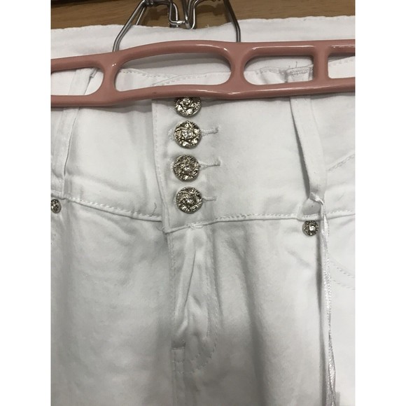 Diva Star Push Up Medium Rise Jeans White Capri Embellished - Picture 4 of 15